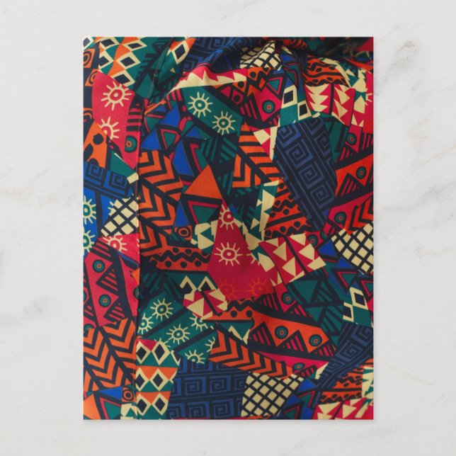 Vibrant African Geometric Tribal Abstract Pattern  Vykort (Framsida)
