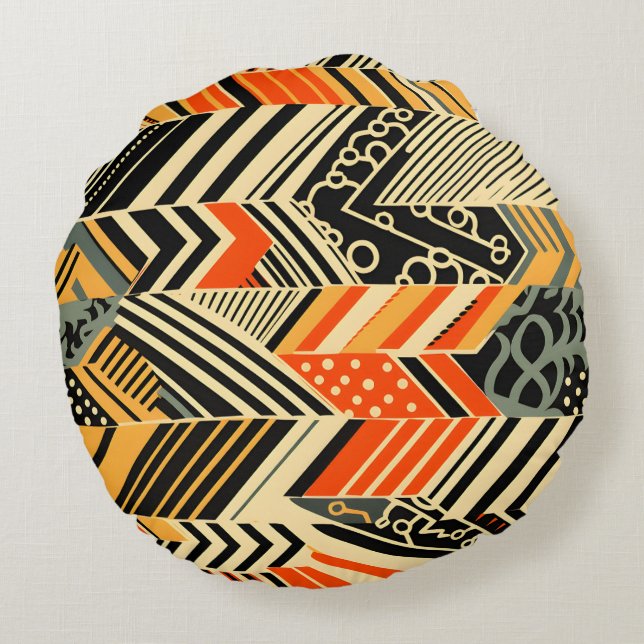 Vibrant African Mönster Rund Kudde (Baksidan)
