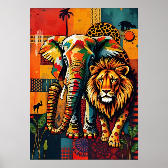 Vibrant African Wildlife Art Poster (Framsidan)