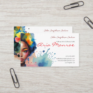 Vibrant Afro Art Makeup Artist Visitkort