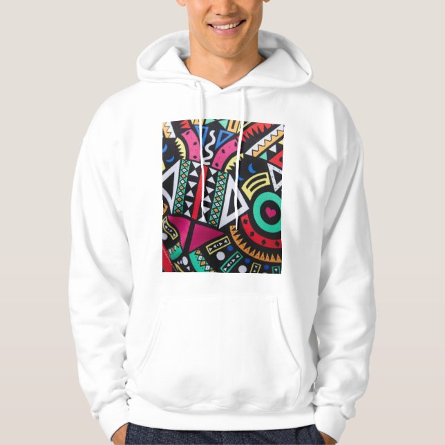 Vibrant Afro-Centric Geometric Pattern – Bold Trib Hoodie (Framsida)
