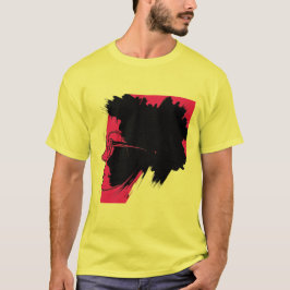 Vibrant Afro Silhouette Art - Rosa och svart T Shirt