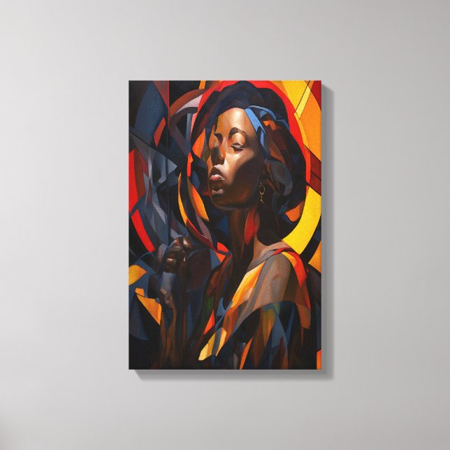 Vibrant Afrocentric Abstrakt Porträtt Art Canvastryck (Framsida)