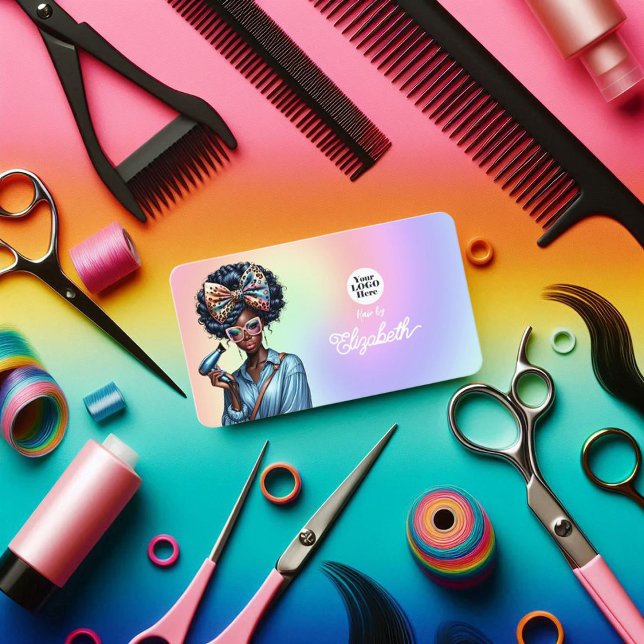 Vibrant Afrocentric Black Woman Salon Branding Bus Visitkort (Vibrant Afrocentric Black Woman Salon Branding Bus Business Card)