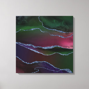 Vibrant Agate Rosa och Grönt av judisk ton i Rik Canvastryck