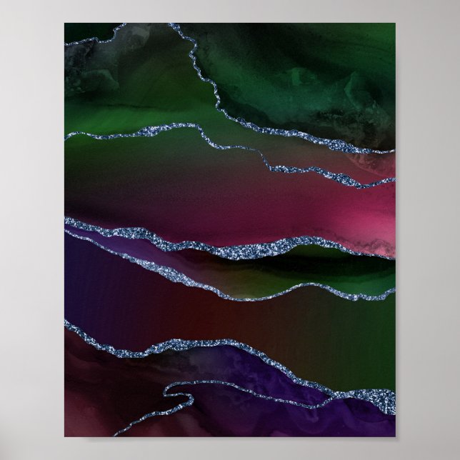 Vibrant Agate | Rosa och Grönt av judisk ton i Rik Poster (Framsidan)