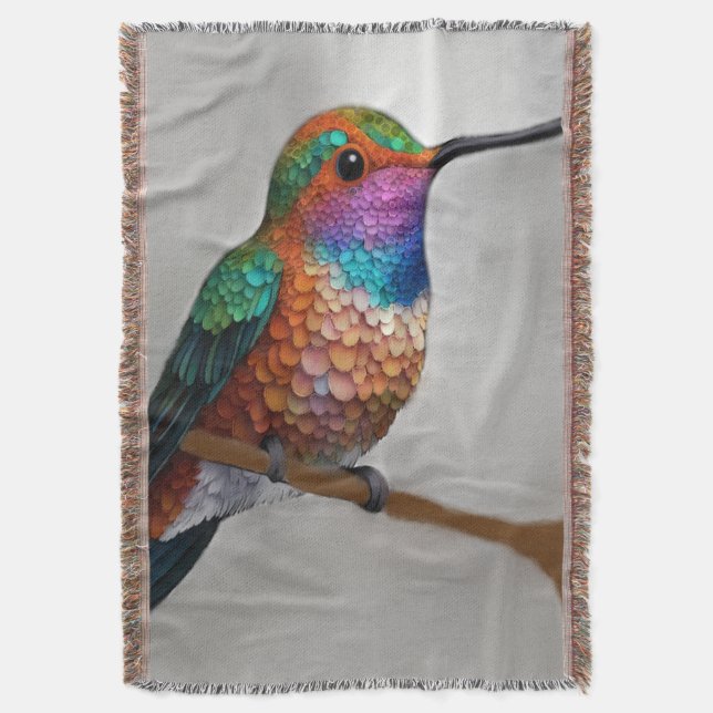 Vibrant Allen’s Hummingbird Painting Filt (Framsidan Vertikal)