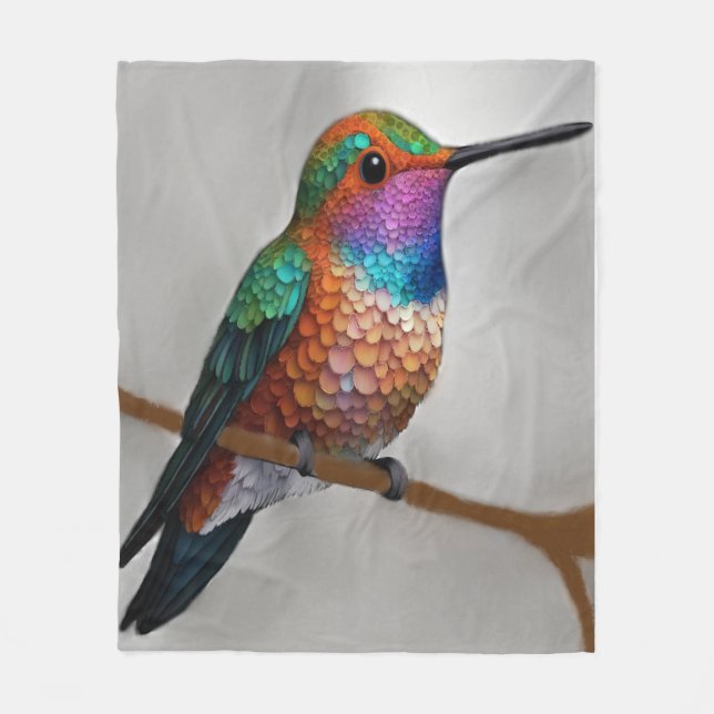 Vibrant Allen’s Hummingbird Painting Fleecefilt (Framsidan)