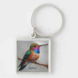 Vibrant Allen’s Hummingbird Painting Fyrkantig Silverfärgad Nyckelring