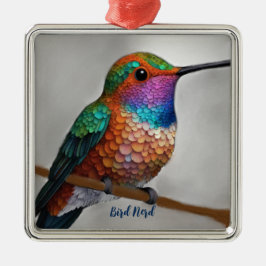 Vibrant Allen’s Hummingbird Painting Julgransprydnad Metall