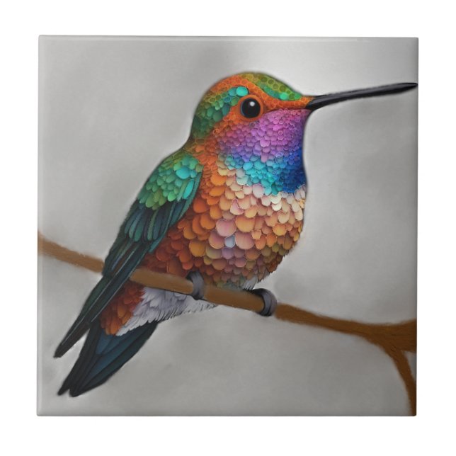 Vibrant Allen’s Hummingbird Painting Kakelplatta (Framsidan)
