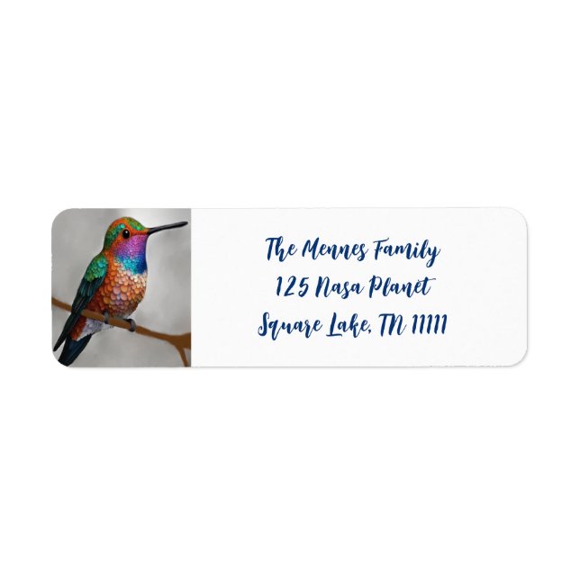 Vibrant Allens Hummingbird Painting Returadress Etikett (Framsidan)