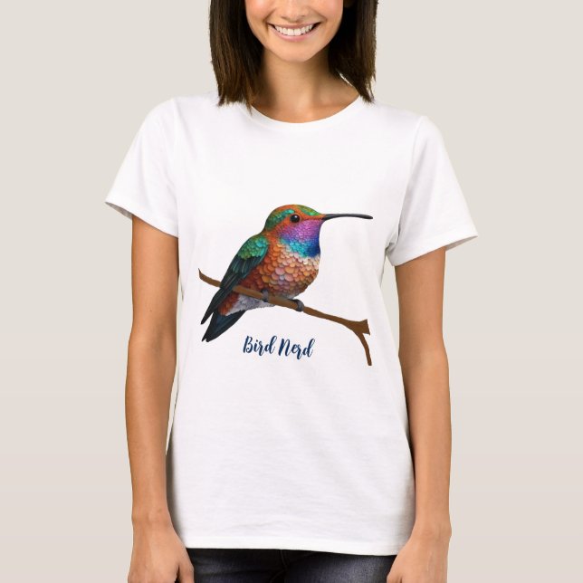 Vibrant Allens Hummingbird Painting T Shirt (Framsida)