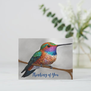 Vibrant Allens Hummingbird Painting Vykort