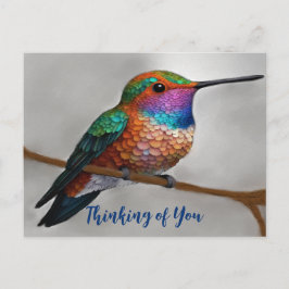 Vibrant Allens Hummingbird Painting Vykort