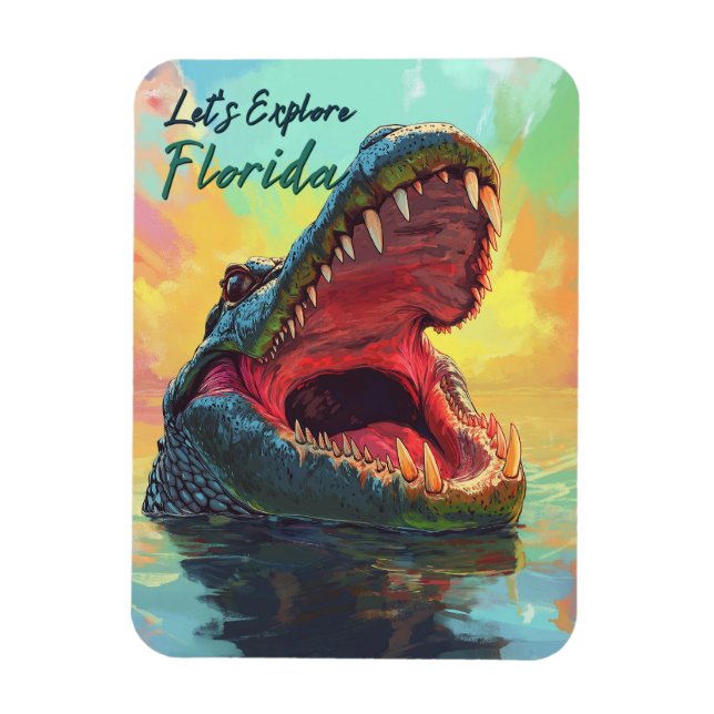 Vibrant Alligator Äventyr i Florida Magnet (Vertikal)