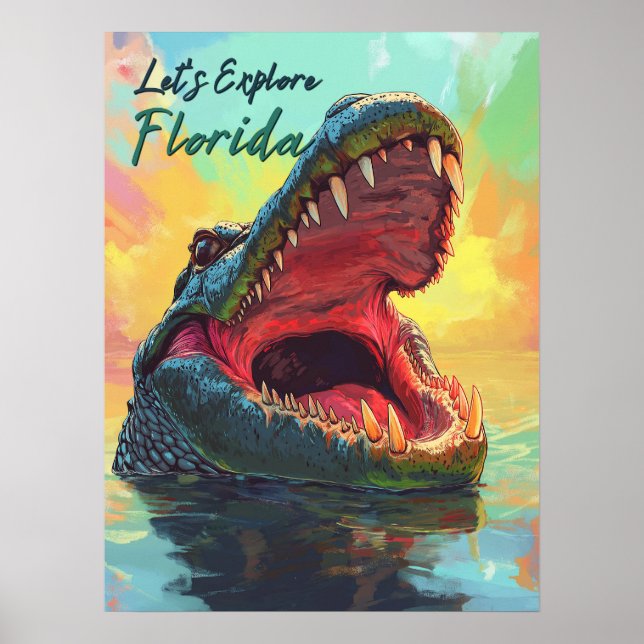 Vibrant Alligator Äventyr i Florida Poster (Framsidan)