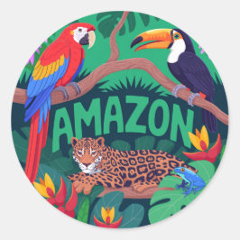 Vibrant Amazon Rainforest Back to school Stickers Runt Klistermärke