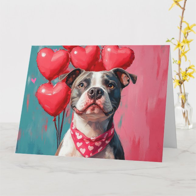 Vibrant American Stbudsdshire Terrier Pop-Art Kort (Gul blomma)