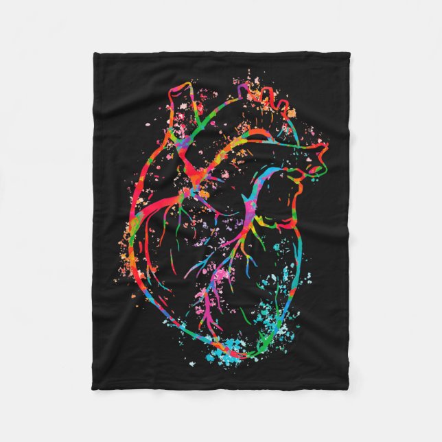 Vibrant Anatomical Heart Splatter  Fleecefilt (Framsidan)