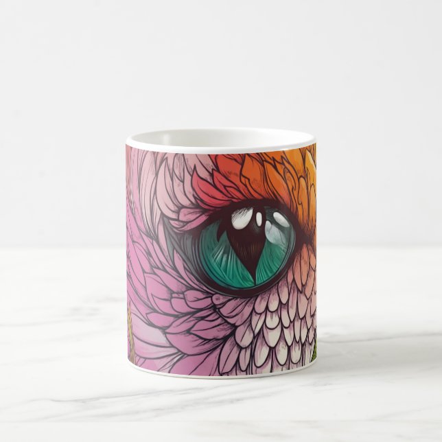 vibrant and detailed view of a parrot's eye kaffemugg (Center)