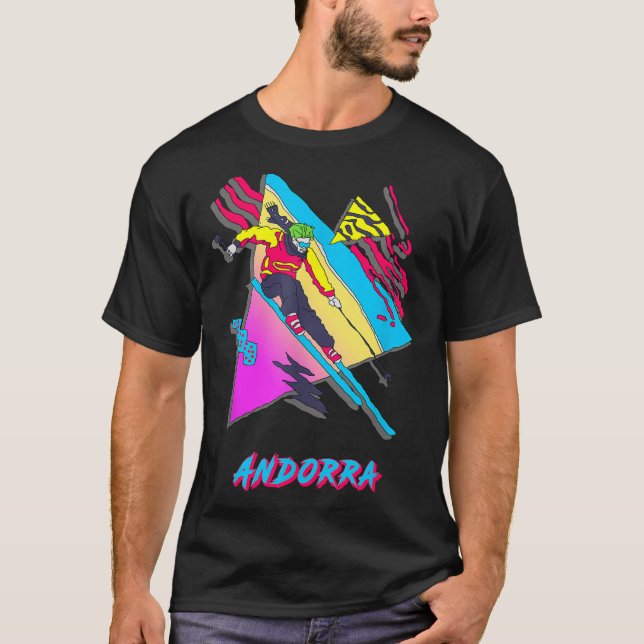 Vibrant Andorra Skiing Äventyr Graphic T Shirt (Framsida)