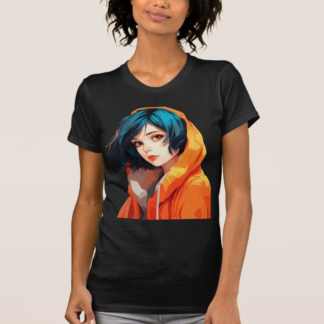 Vibrant Anime Beauty T Shirt (Framsida)