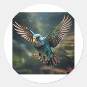 Vibrant Animerad Bird Tattoo Design Runt Klistermärke