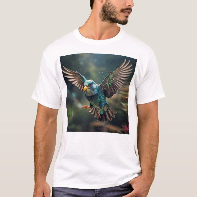 Vibrant Animerad Bird Tattoo Design T Shirt (Framsida)
