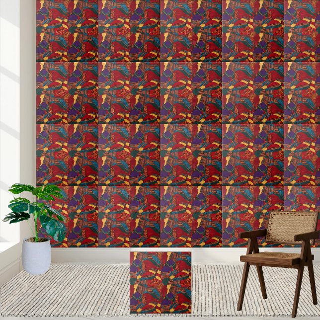 Vibrant Ankara Stil Mönster Tile Kakelplatta (Vibrant Ankara Style Pattern Tile)