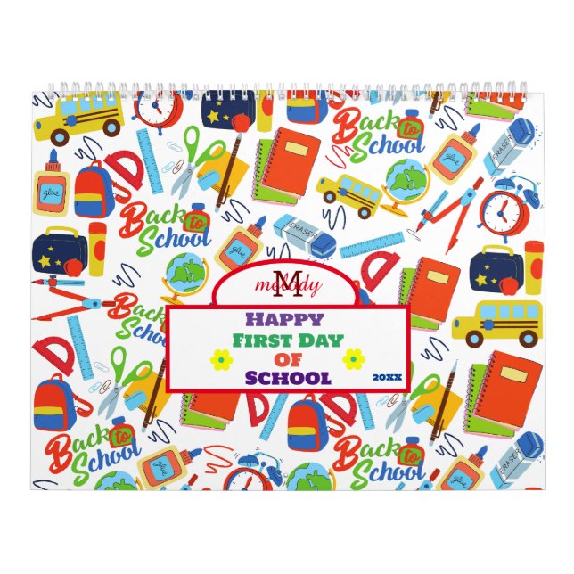 Vibrant Anpassade Back to school Mönster Kalender (Omslag)