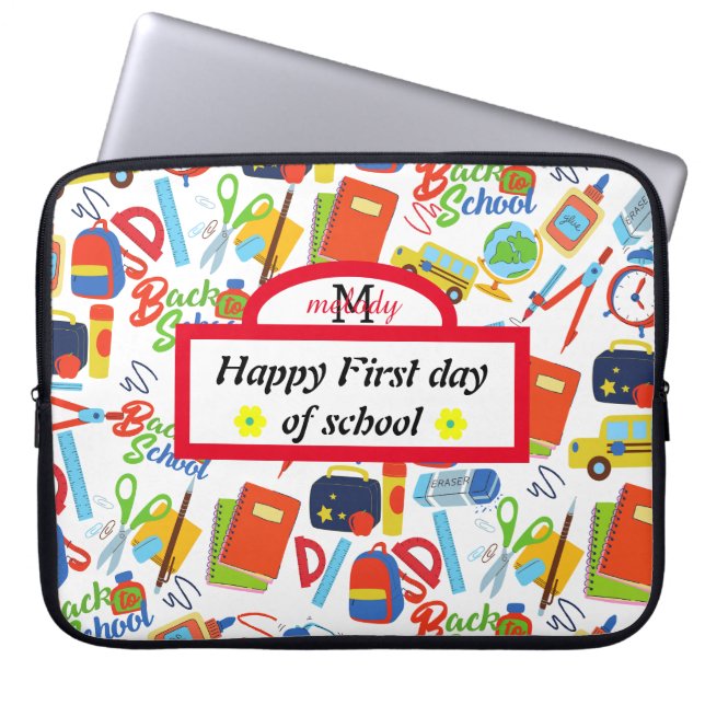 Vibrant Anpassade Back to school Mönster Laptop Fodral (Framsidan)