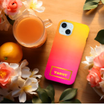 Vibrant Anpassade Ombre Rosa Gult och Orange
