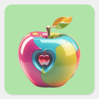 Vibrant Apple Art Fyrkantigt Klistermärke