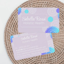 Vibrant Aqua Blue Random Mandala på Rosa Visitkort