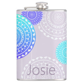 Vibrant Aqua Blue Random Mandala vid Rosa Add Namn Fickplunta