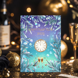 Vibrant Aqua och Lavender Nya året Kväll Party Inbjudningar