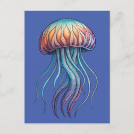 Vibrant Aqua Sea Jelly Fish Vykort