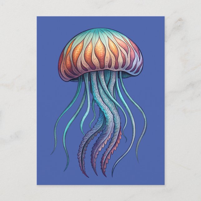 Vibrant Aqua Sea Jelly Fish Vykort (Framsida)
