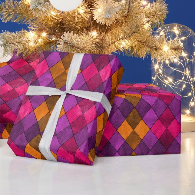 Vibrant Argyle Diamonds Gift Wrap Presentpapper (Helgdagar)