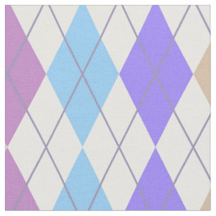 Vibrant Argyle Lila och White Tyg