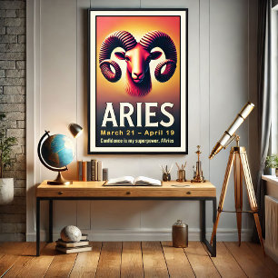 Vibrant Aries Zodiac-tecken Poster