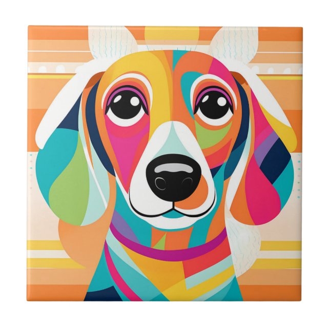Vibrant Art Colorful dachshund Kakelplatta (Framsidan)