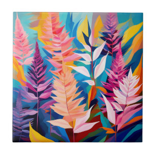 Vibrant Astilbe Blommigt Geometric Kakelplatta