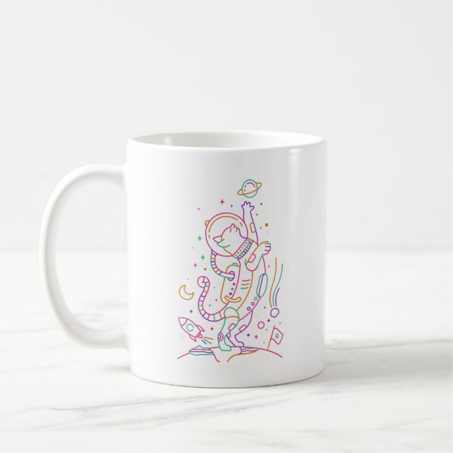 Vibrant Astro Cat Kaffemugg (Vänster)