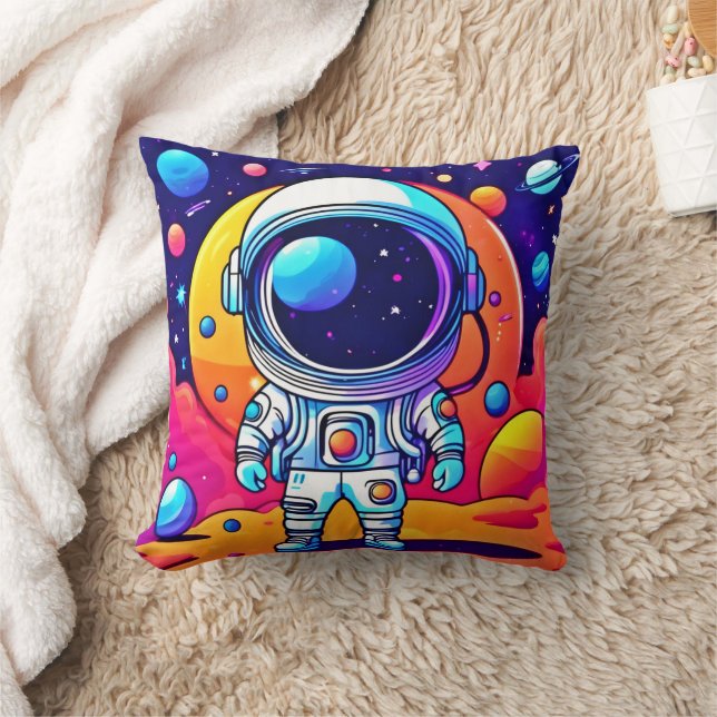Vibrant astronaut i konsmisk konst kudde (Filt)
