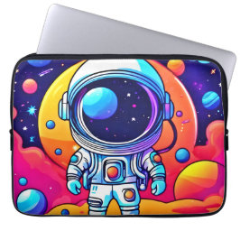 Vibrant astronaut i konsmisk konst laptop fodral