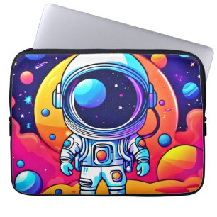 Vibrant astronaut i konsmisk konst laptop fodral