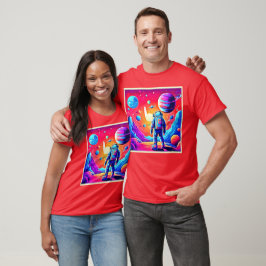 Vibrant Astronaut Tecknad Art T Shirt