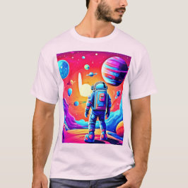 Vibrant Astronaut Tecknad Art T Shirt